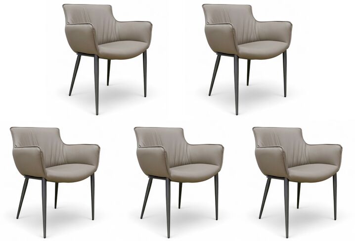Set Of 5 Milan Leather Dining Chairs