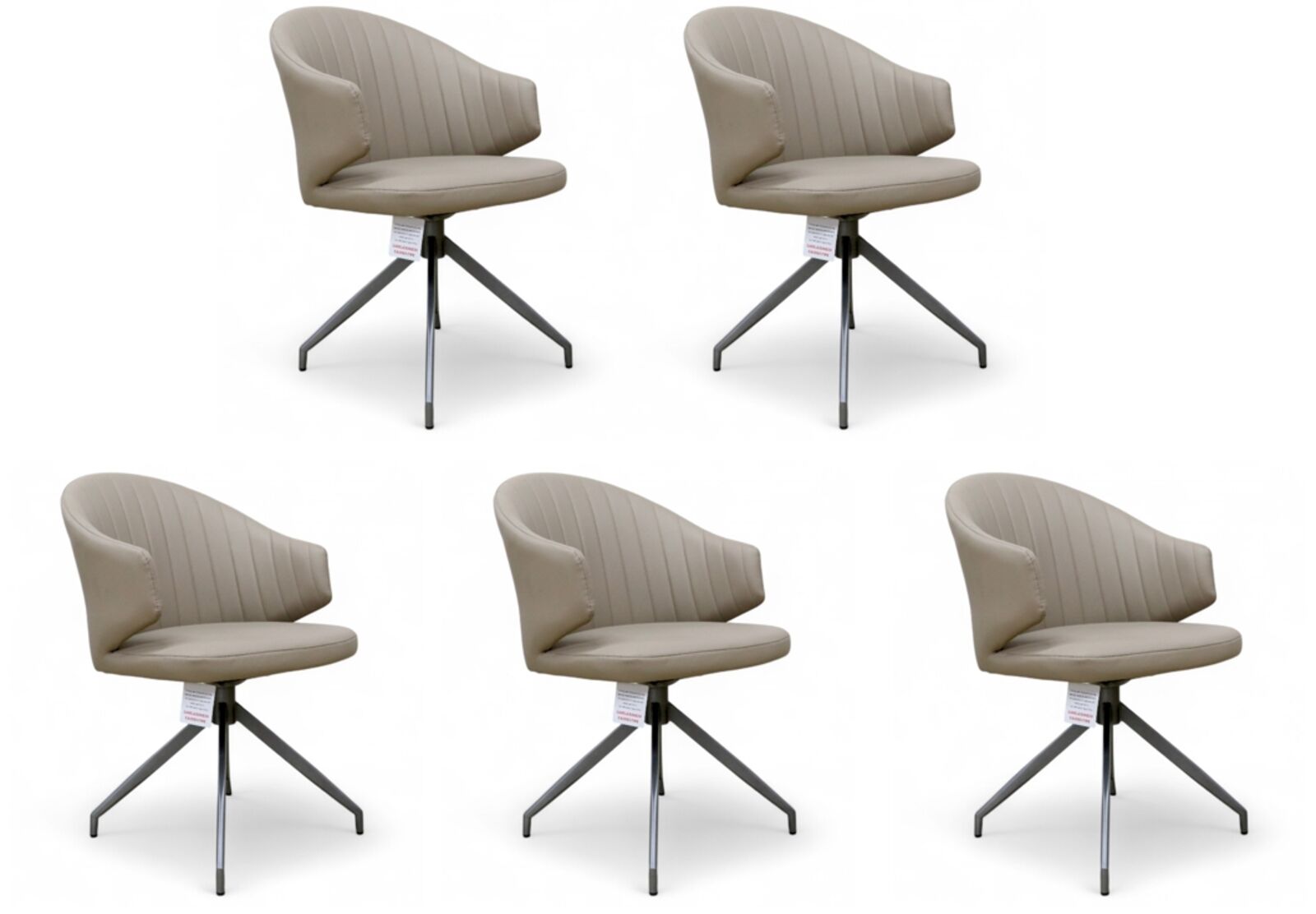 5 x Paris Swivel Leather Dining Chairs