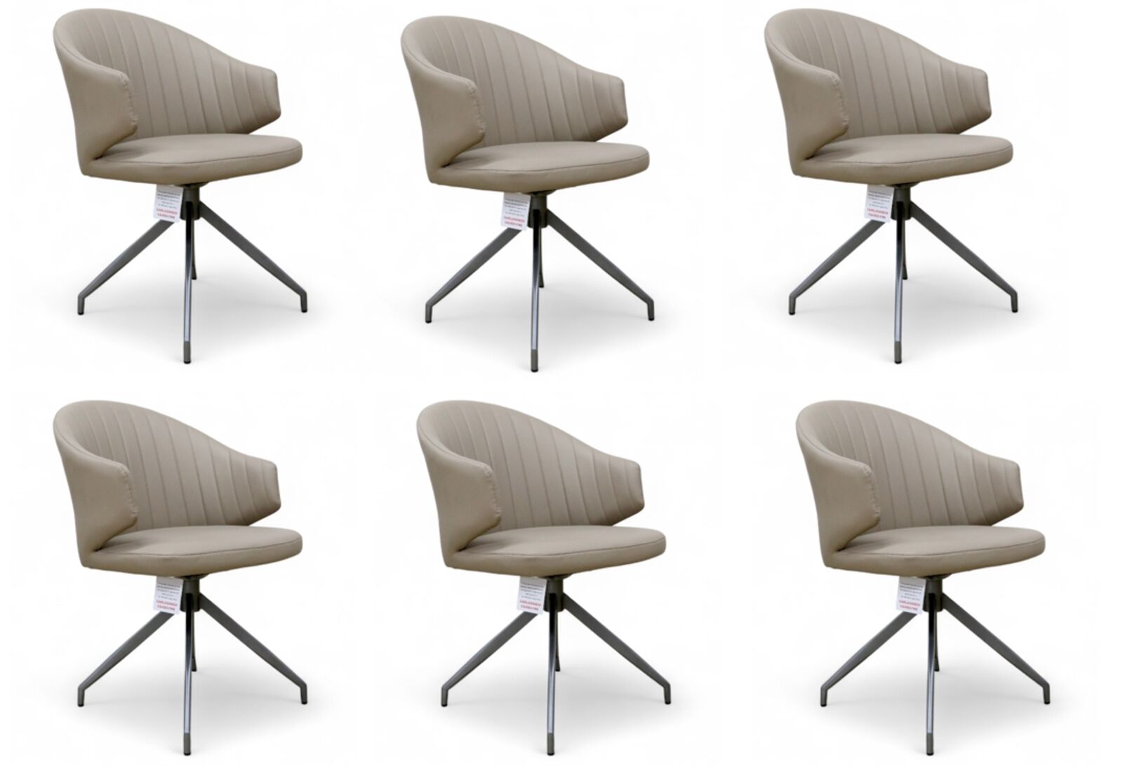 6 x Paris Swivel Leather Dining Chairs