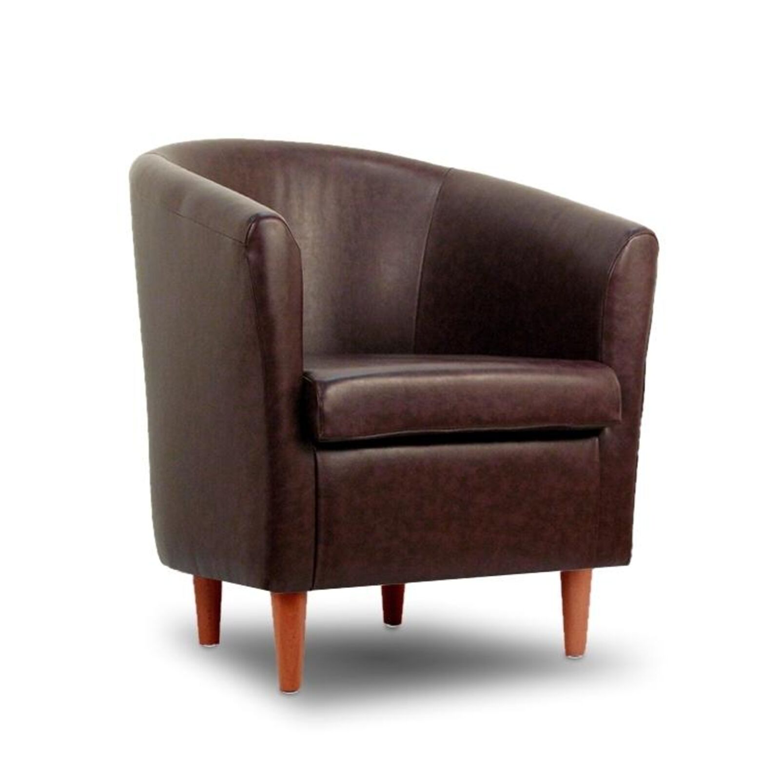 Product photograph of Leather Bucket Tub Chair Chocolate from Designer Sofas 4U