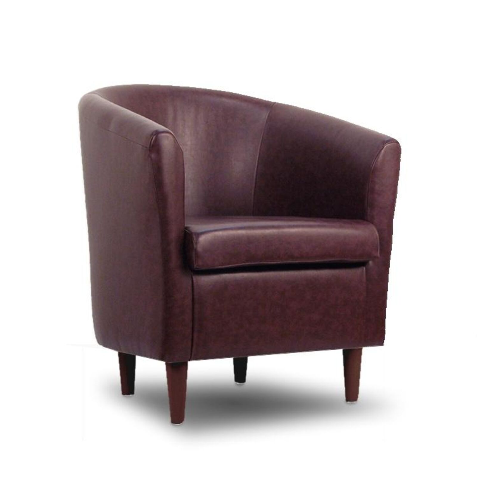 Product photograph of Leather Bucket Tub Chair Rosewood from Designer Sofas 4U