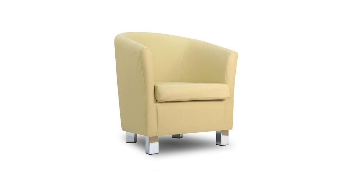 Small Leather Sofa Tub Chair Cream, Small Cream Leather Sofa