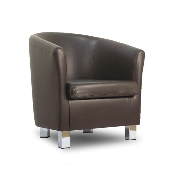 Small Leather Sofa Tub Chair Dark Brown, Leather Tub Chair Brown