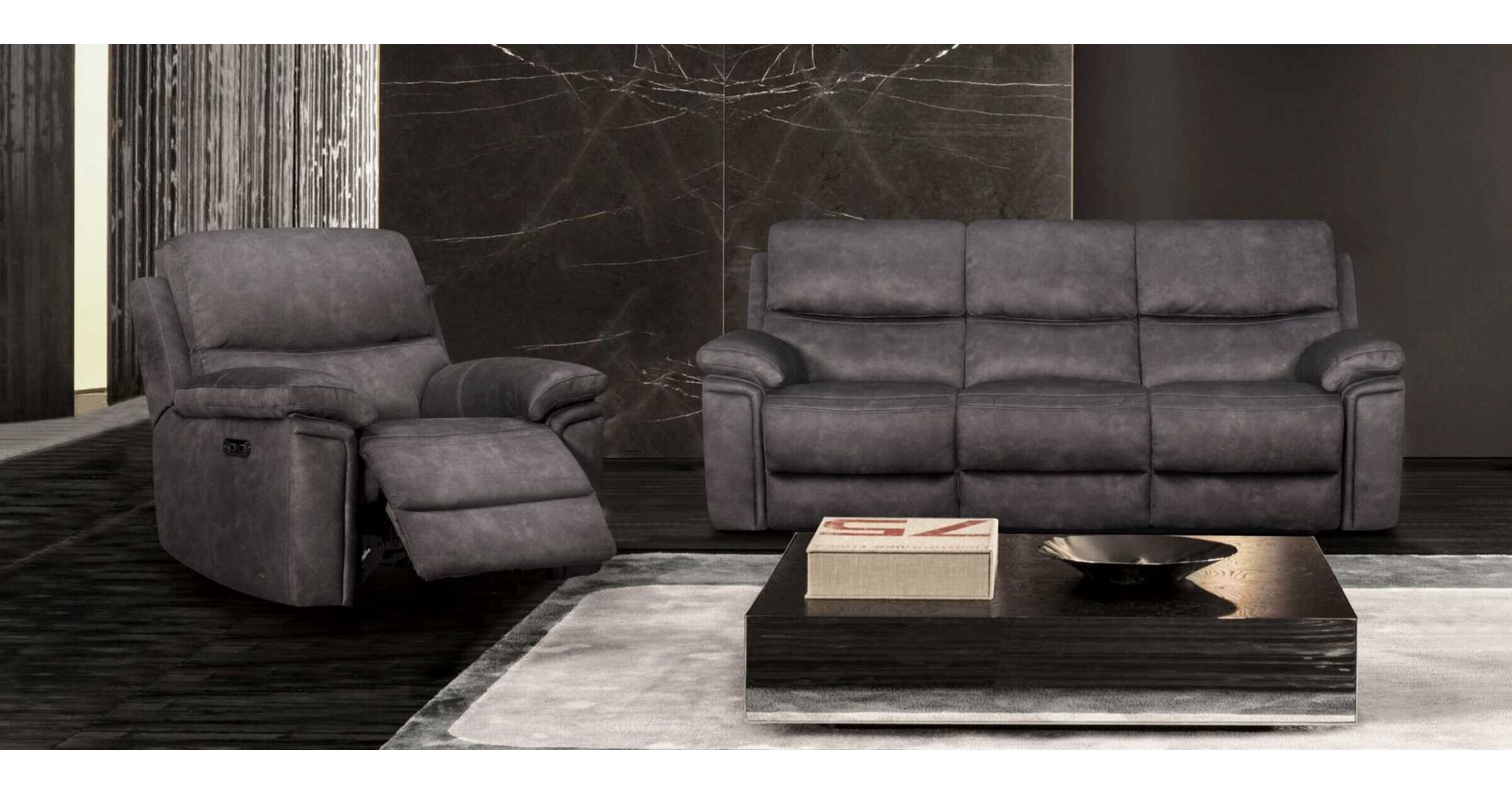 Sorrento Electric Reclining Sofa Set 3+1+1 Seater in Grey Fabric
